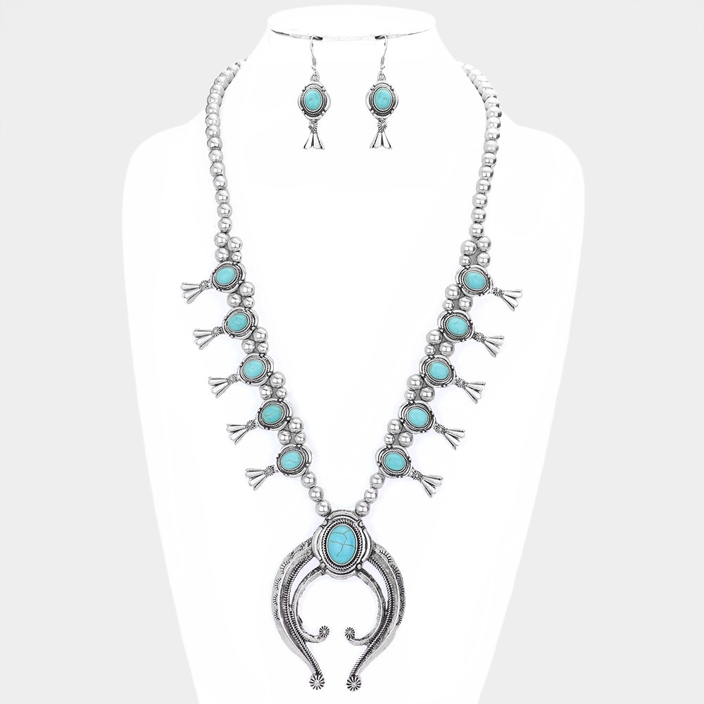 Squash Blossom Necklace Earrings Set